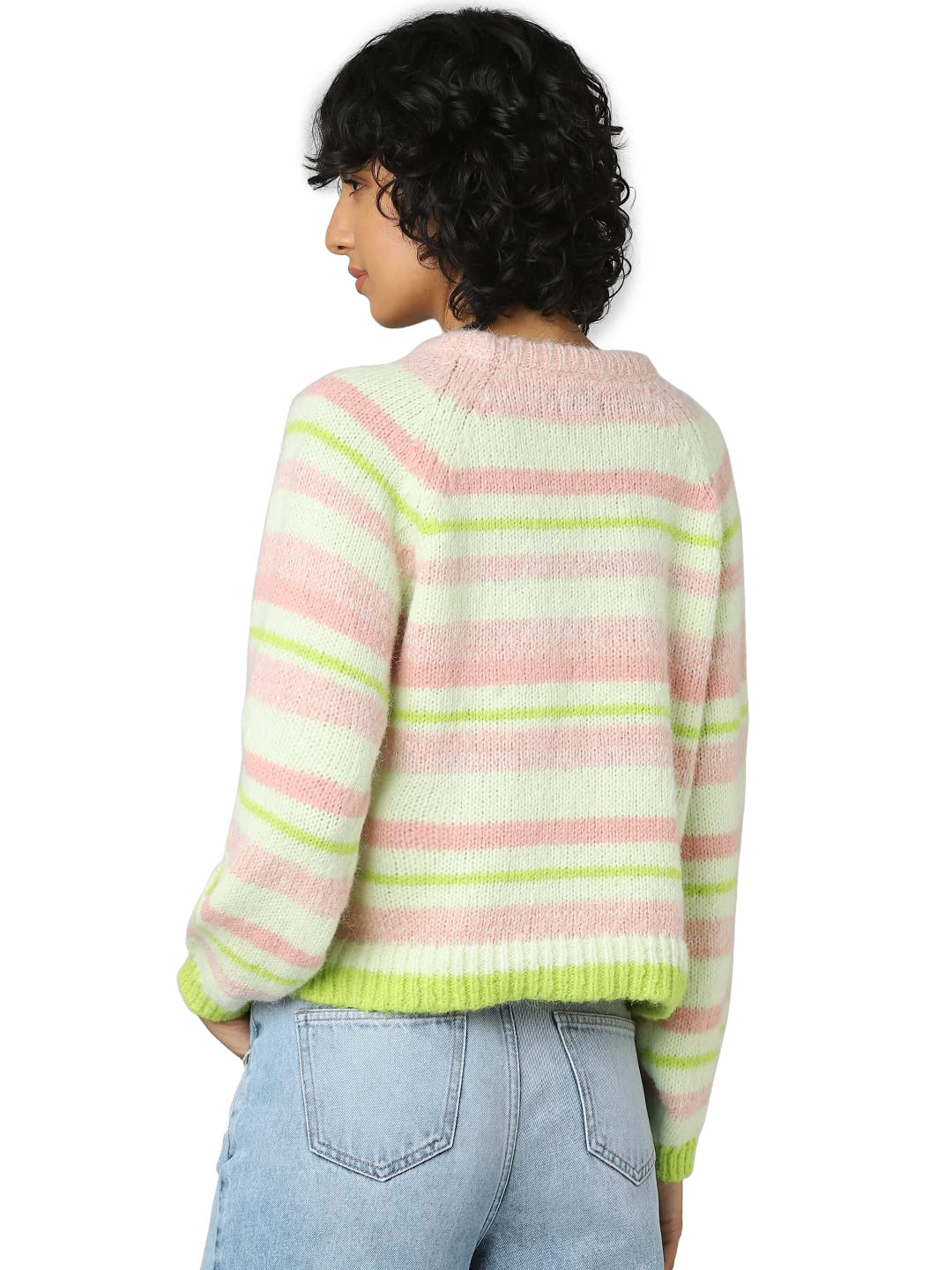 Only Women's Polyester Blend Casual Sweater (Apricot Blush)