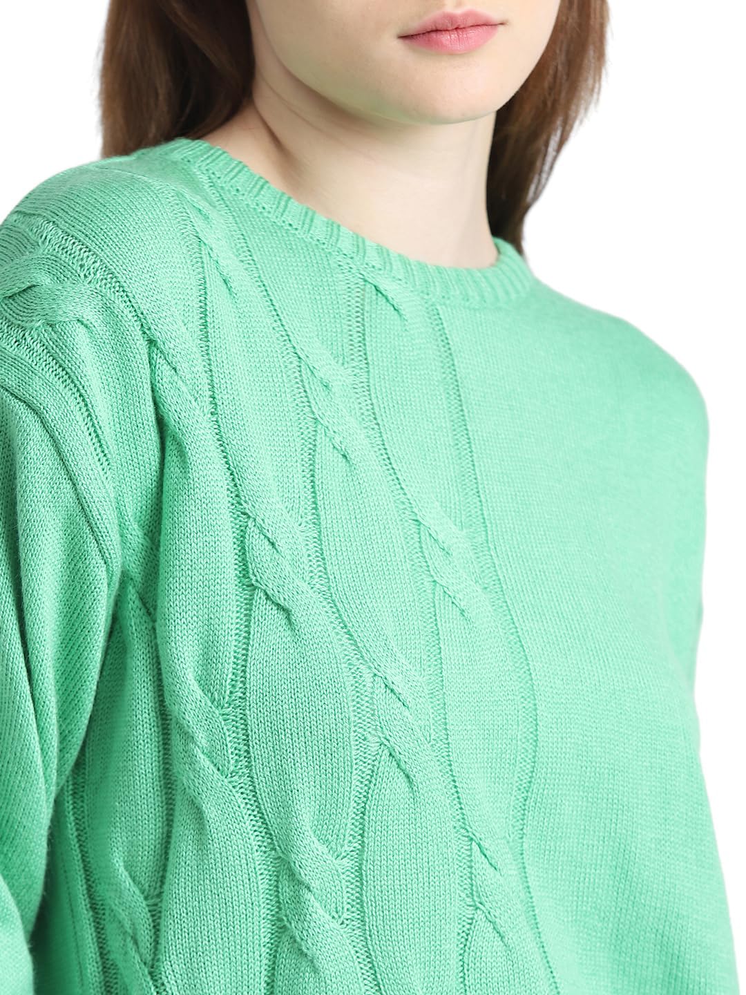 ONLY Women's Acrylic Round Neck Pullover Sweater (Feldspar)