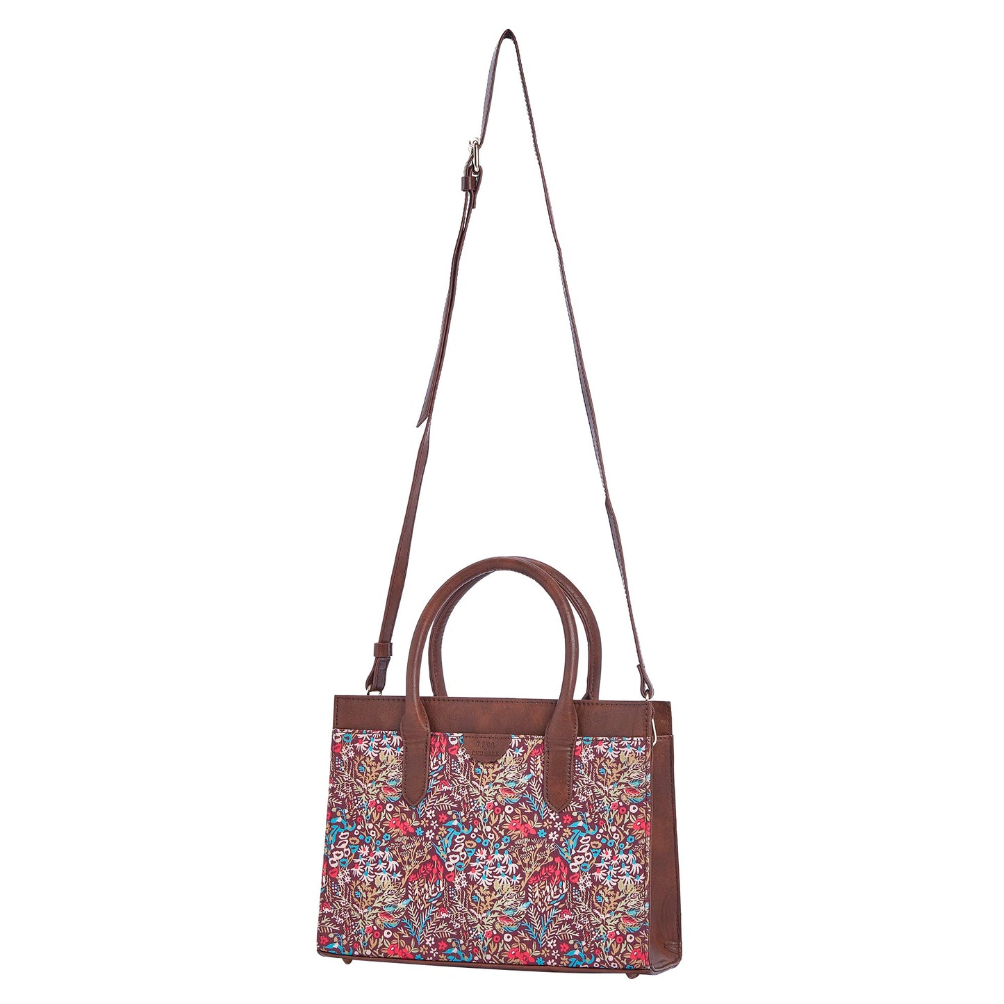 TEAL BY CHUMBAK Women's Handbag | Ladies Satchel Bag with Printed Canvas - Brown (Rainforest)