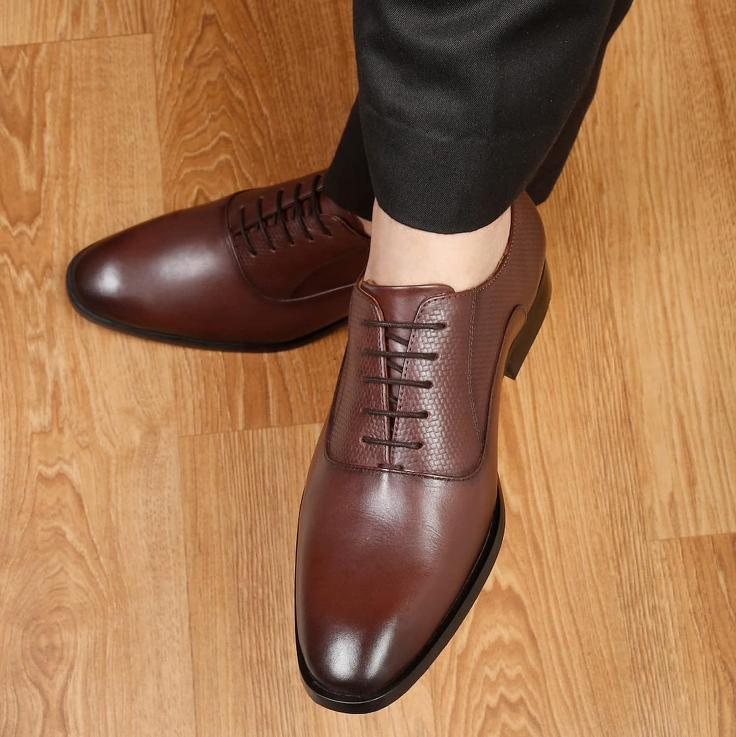 LOUIS STITCH Men's Brunette Brown Derby Formal Shoes Handmade Italian –  SaumyasStore