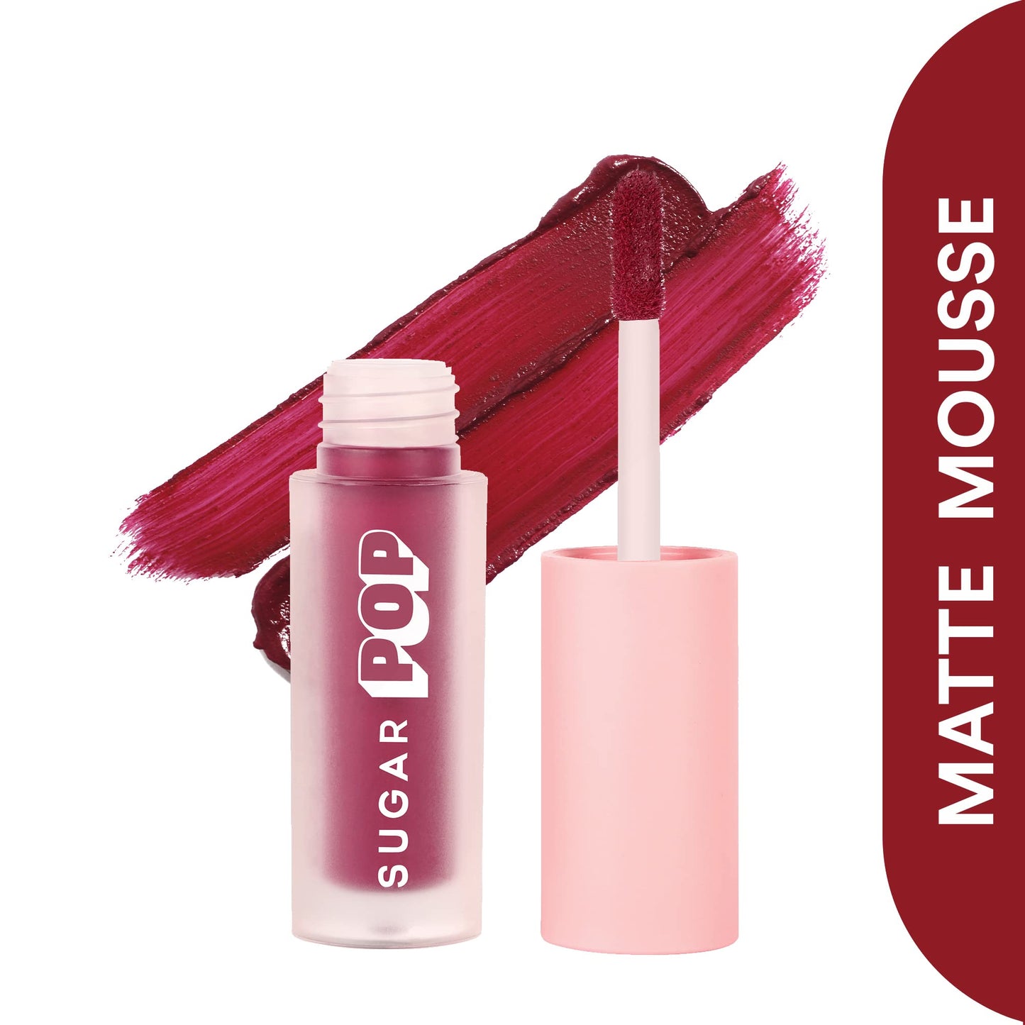 SUGAR POP Matte Mousse - 04 Red Velvet (Red) - 3.2 ml - Ultra-creamy, Rich Pigment, Water-resistant, Lightweight, Lasts up to 8 to 10 hours l Liquid Lipstick