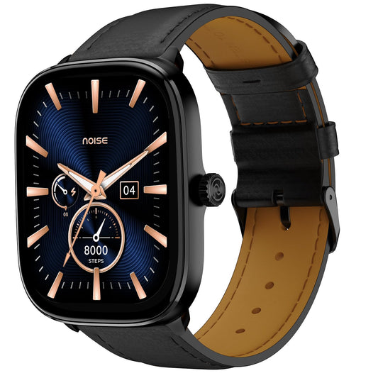 Noise New Macro Smart Watch with 2.0” HD Display,Metallic Finish BT Calling, Functional Crown, 7 Days Battery Life, Sleep Tracking, 200+ Watch Faces (Classic Black)