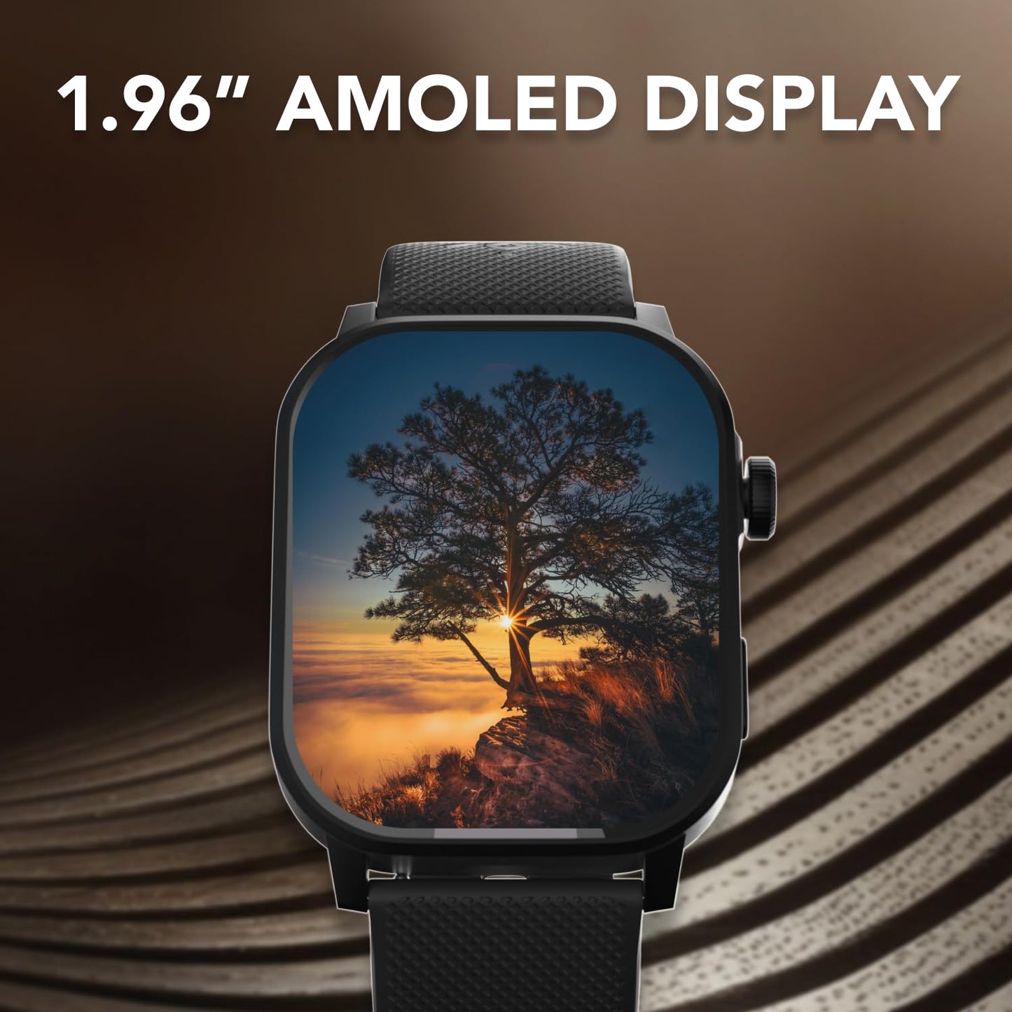 Cultsport Newly Launched Ace X 1.96" AMOLED Smartwatch, Premium Metallic Build Smartwatch, Always On Display, Bluetooth Calling, Live Cricket Score,Functional Crown(Black Silicone)