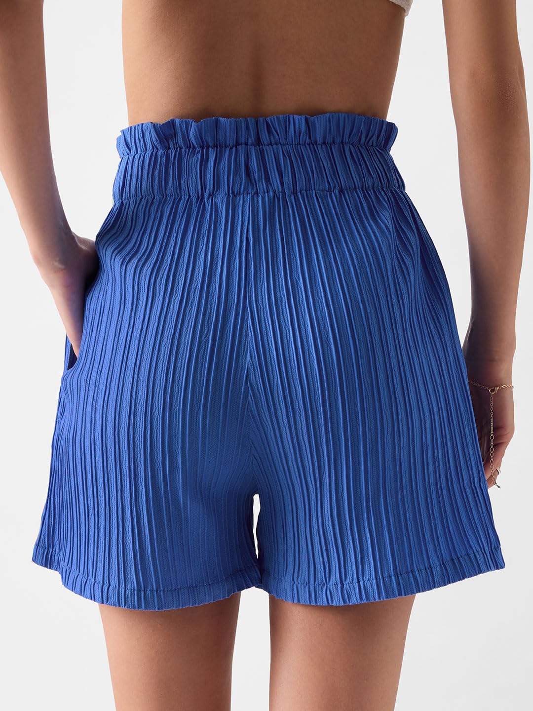 The Souled Store Solids: Blue Jasper Polyester Blue Women Shorts