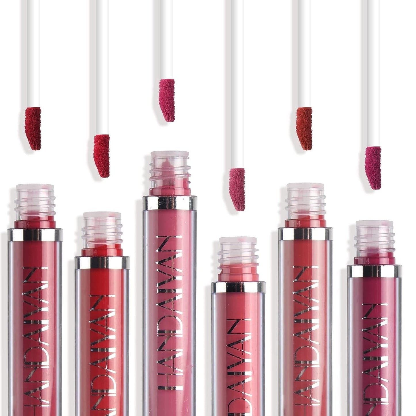 Handaiyan 6in1 Liquid Lipsticks Set for Women Longlasting Hydrating, Waterproof, Longwear Plumping Non-stick Cup Lip Tint Lip Gloss for Girls