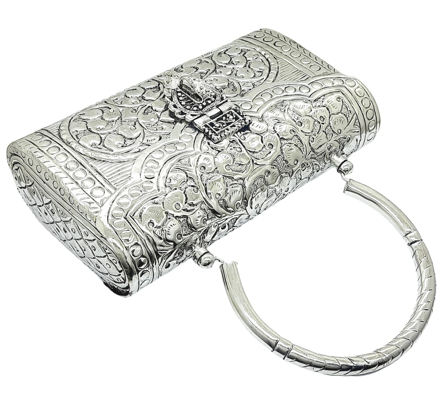 Trend Overseas Women's Silver Handle metal Clutch Hand Cluth (Bohemian)