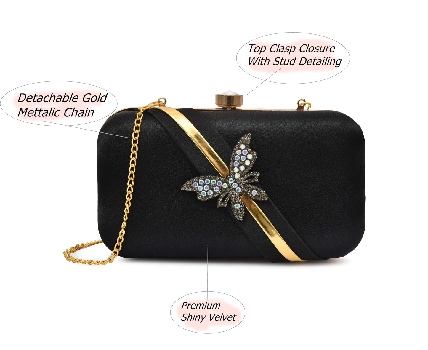 For The Beautiful You Butterfly Women's Clutch (Black)