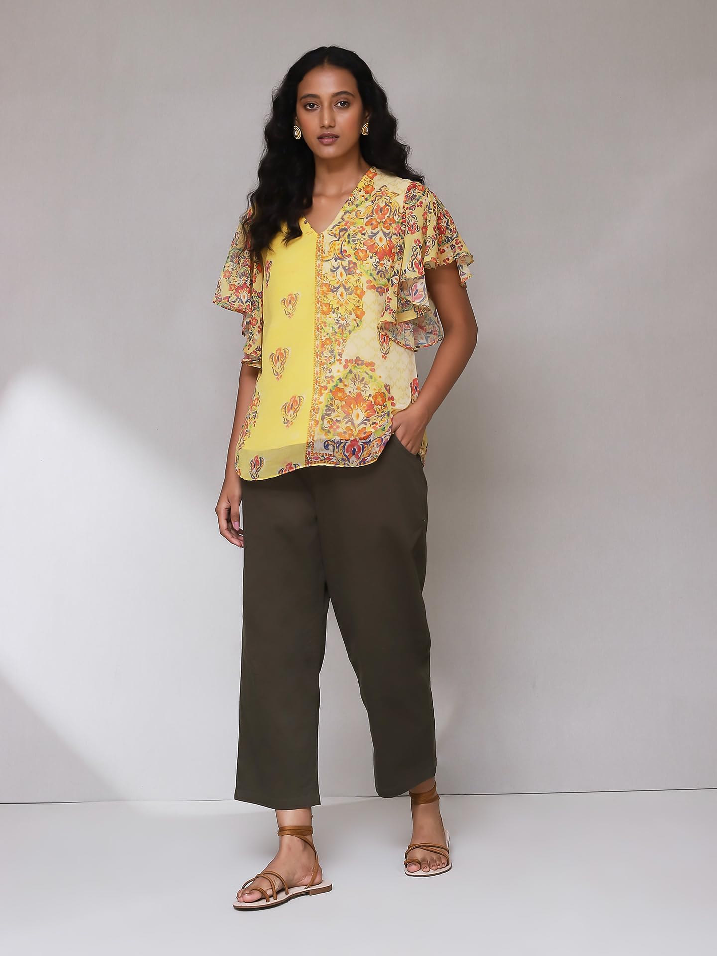 Aarke Ritu Kumar Yellow Floral Print Top