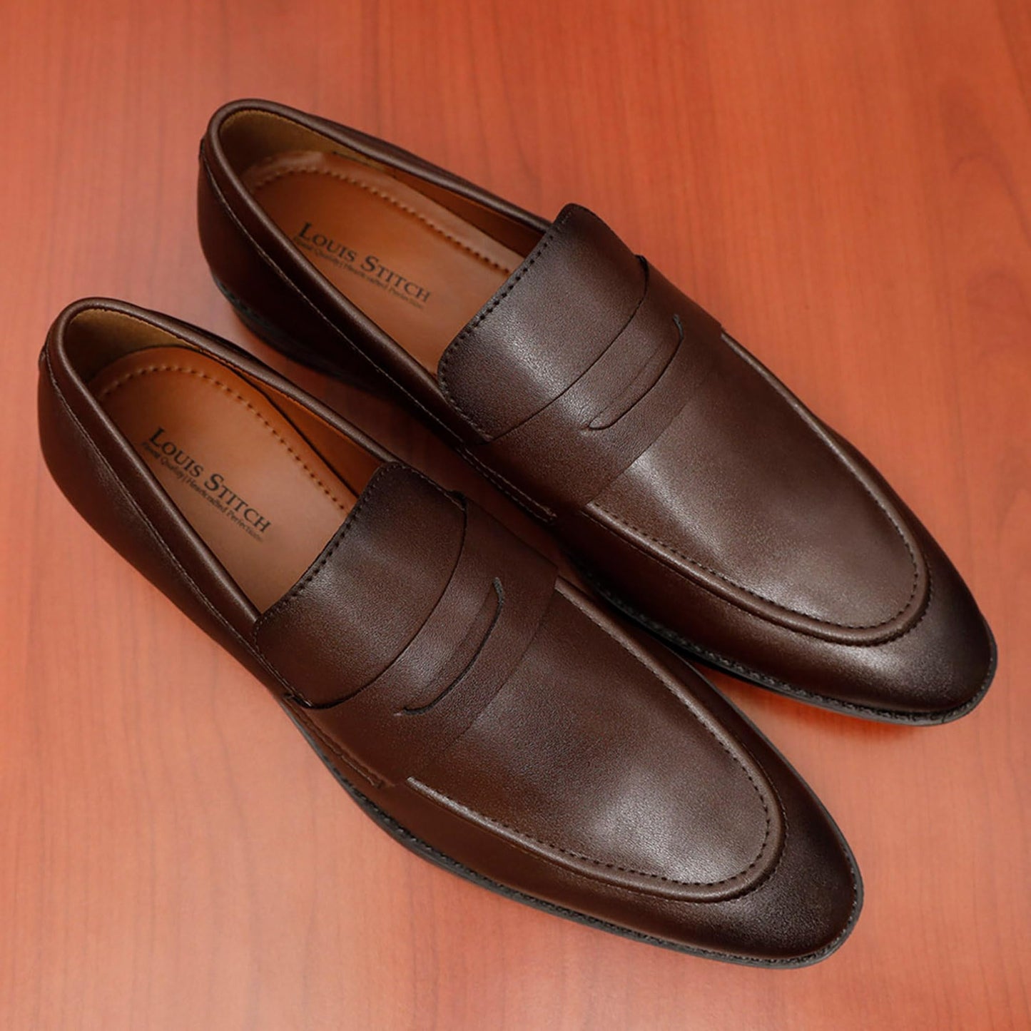 LOUIS STITCH Men's Brunette Brown Shoes Slipon Style Comfortable Moccasins for Men