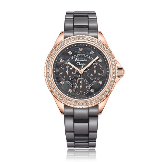 Alexandre Christie Multifunction Watch for Women - Grey Rose Gold