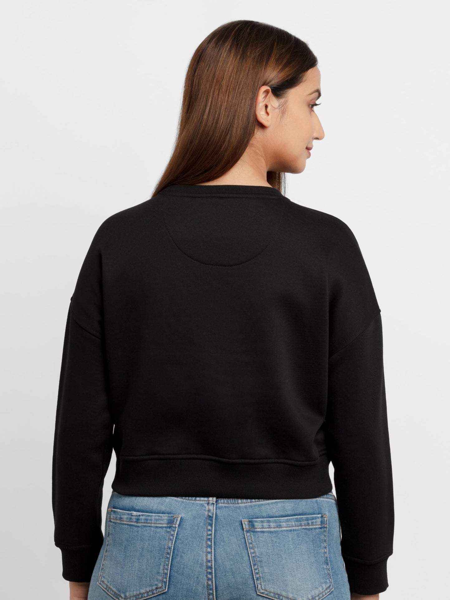 Status Quo Womens Printed Round Neck Sweatshirt Black