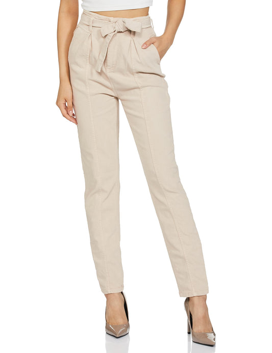 Max Women's Regular Casual Pants (Beige)