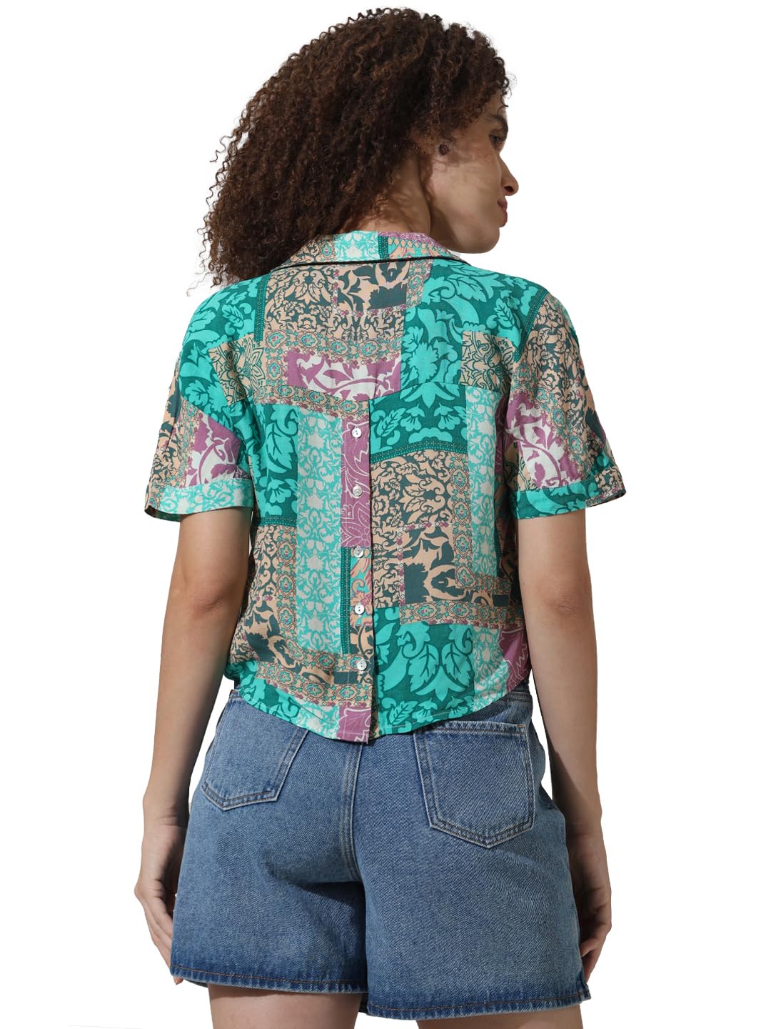 ONLY Women's Regular Fit Shirt (15334394-Teal Blue_Teal