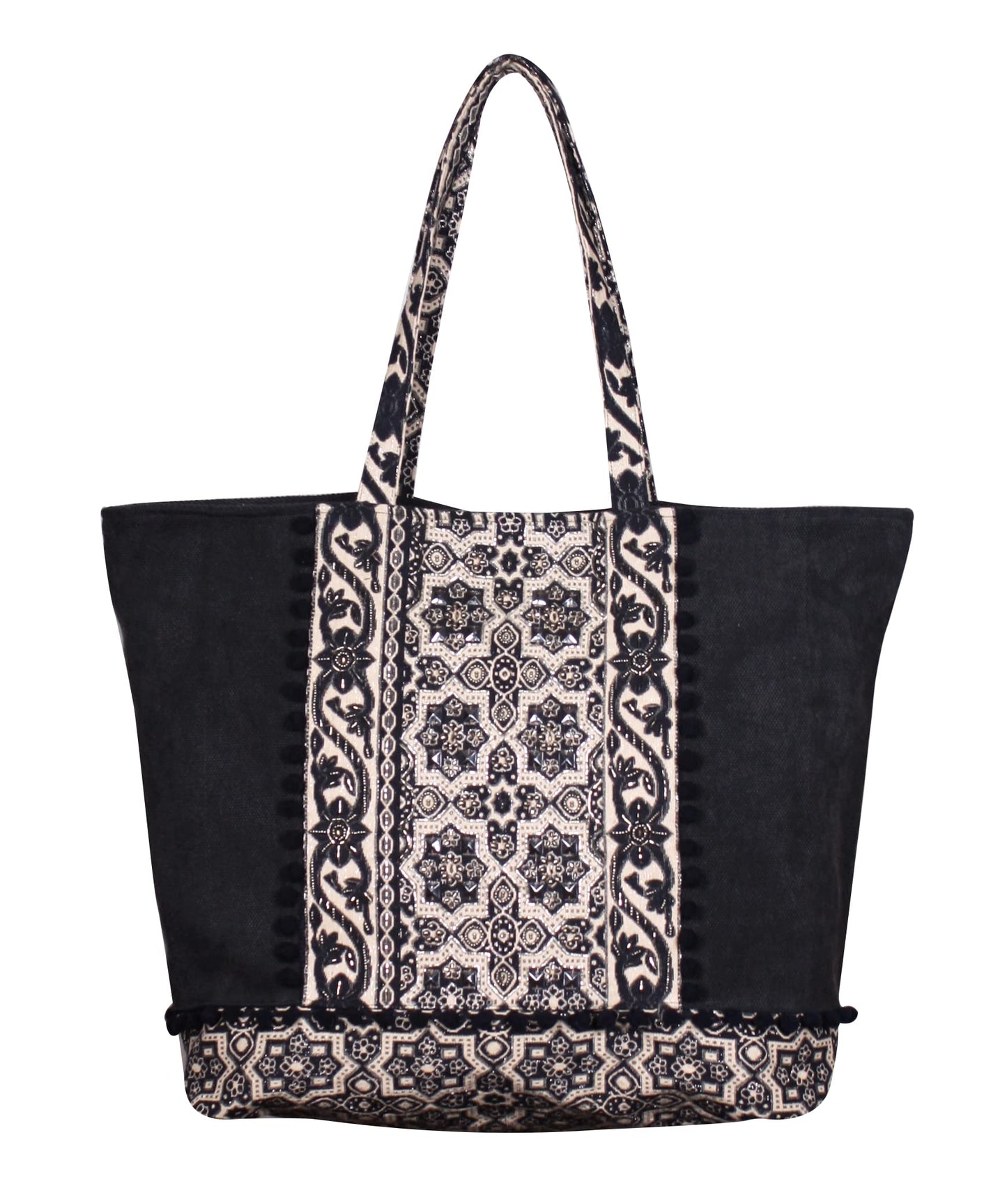 Boho Girl Black Iris Tote Bag For Women