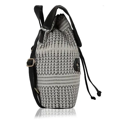 KLEIO Women's Casual Spacious Backpack Hand Bag (Black::White)