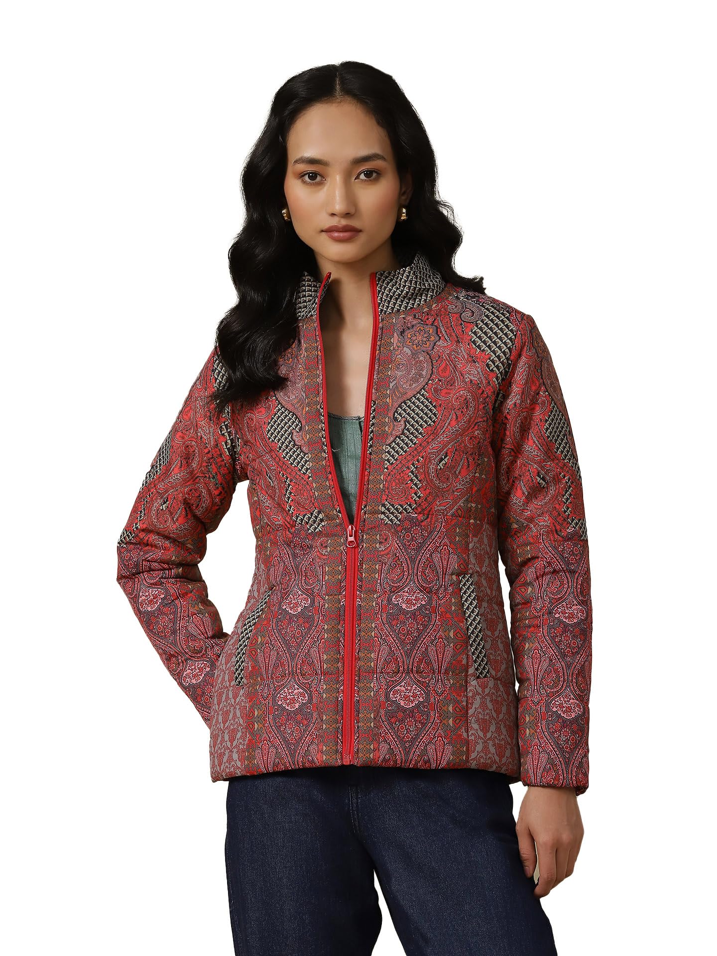 Aarke Ritu Kumar Red Multi Quited Jacket