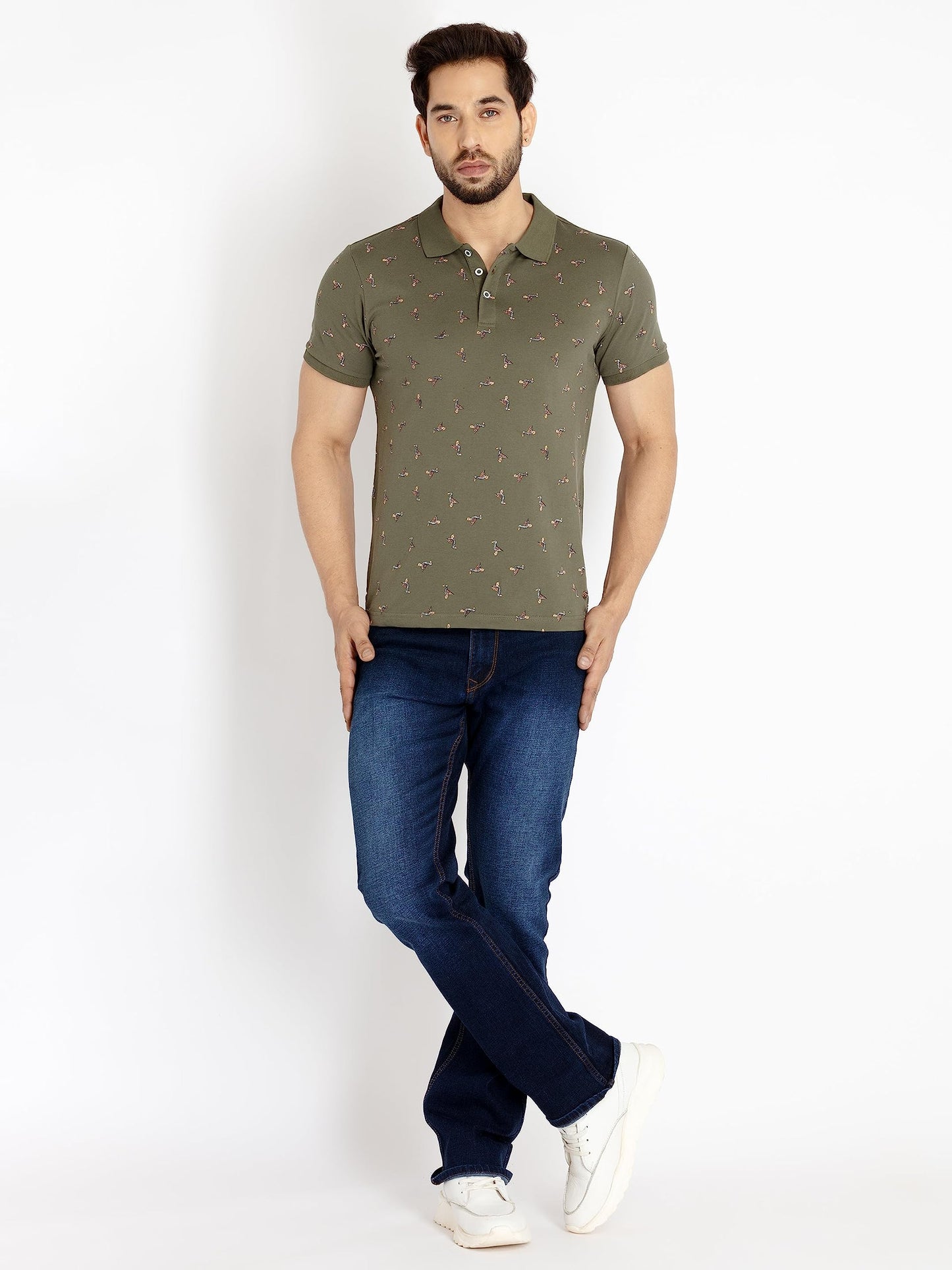 Status Quo Men's Regular Fit T-Shirt (SQ-CL-23001- Olive