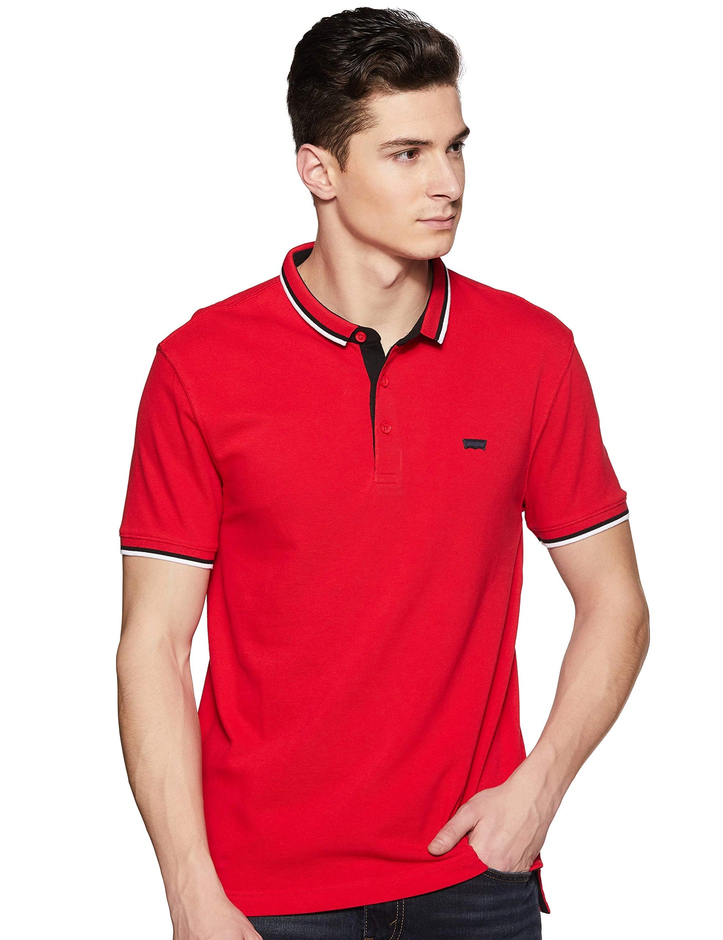 Levis Men Solid Regular fit T-Shirt(17080-0070_Red_S)