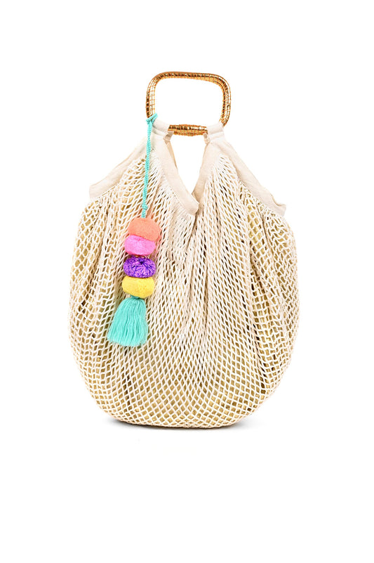 Boho Girl Organic Cotton Net Tote Bags | Jet Set Fish Net Hand Held Bag for Women