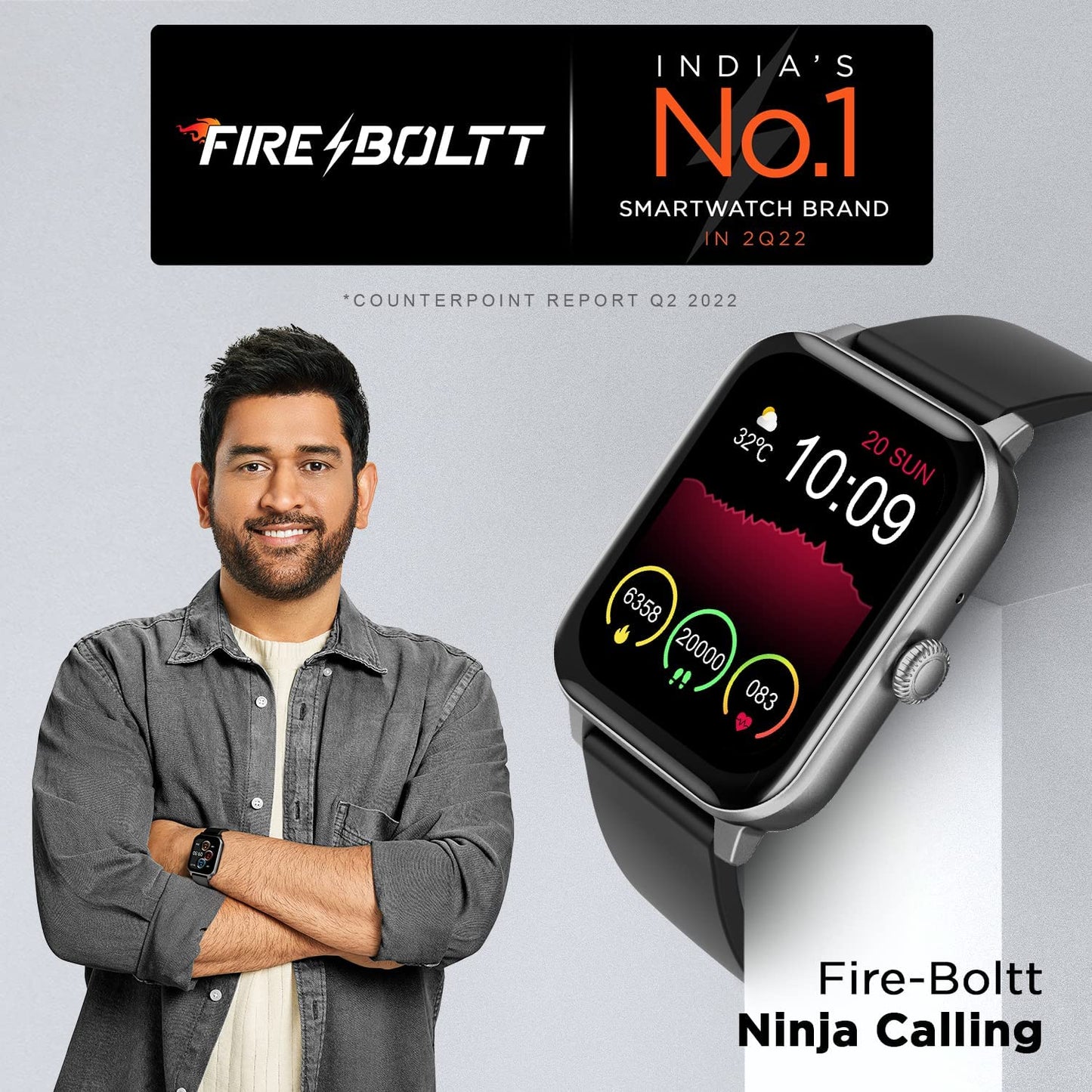 (Refurbished) Fire-Boltt Ninja Calling 1.69" Full Touch Bluetooth Calling Smartwatch with 30 Sports Mode, SpO2, Heart Rate Monitoring & AI Voice Assistant (Metal Grey)