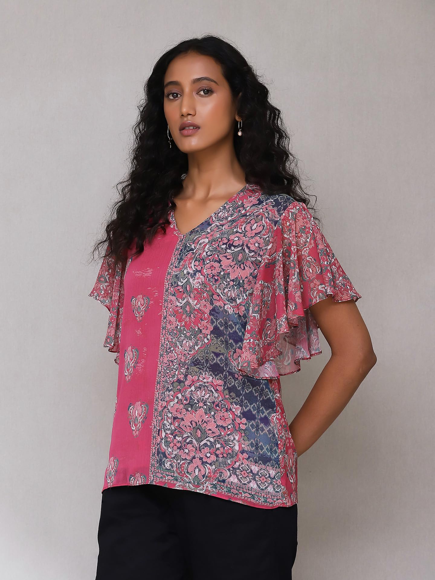 Aarke Ritu Kumar Pink Floral Print Top