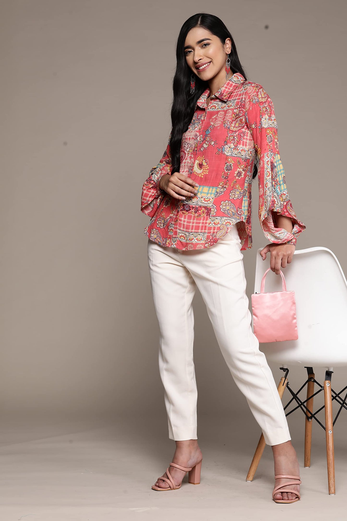 Aarke Ritu Kumar Pink Printed Shirt