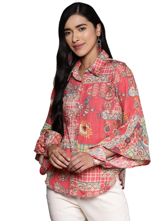 Aarke Ritu Kumar Pink Printed Shirt