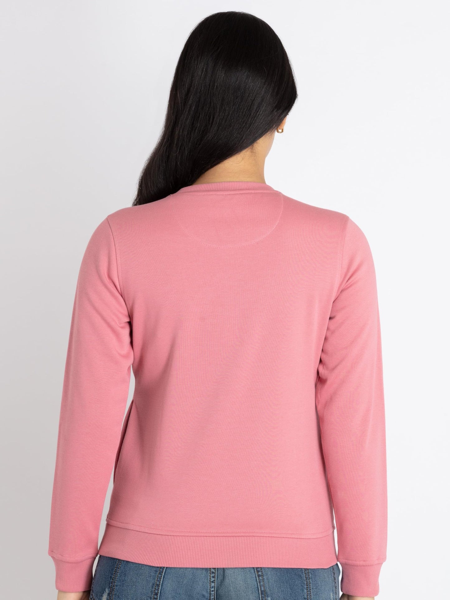 Status Quo Womens Printed Round Neck Sweatshirt Rose Gold