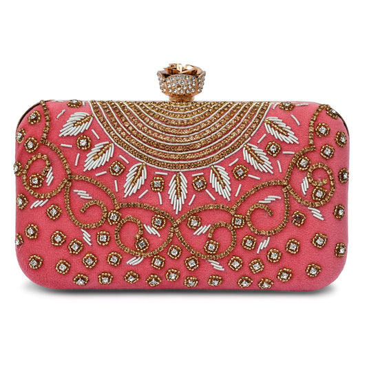 For The Beautiful You Baby pink Rose Neck Women's Clutch