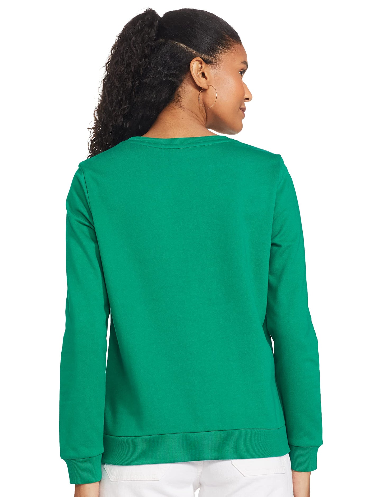 VERO MODA Women's Cotton Crew Neck Sweatshirt (Golf Green)