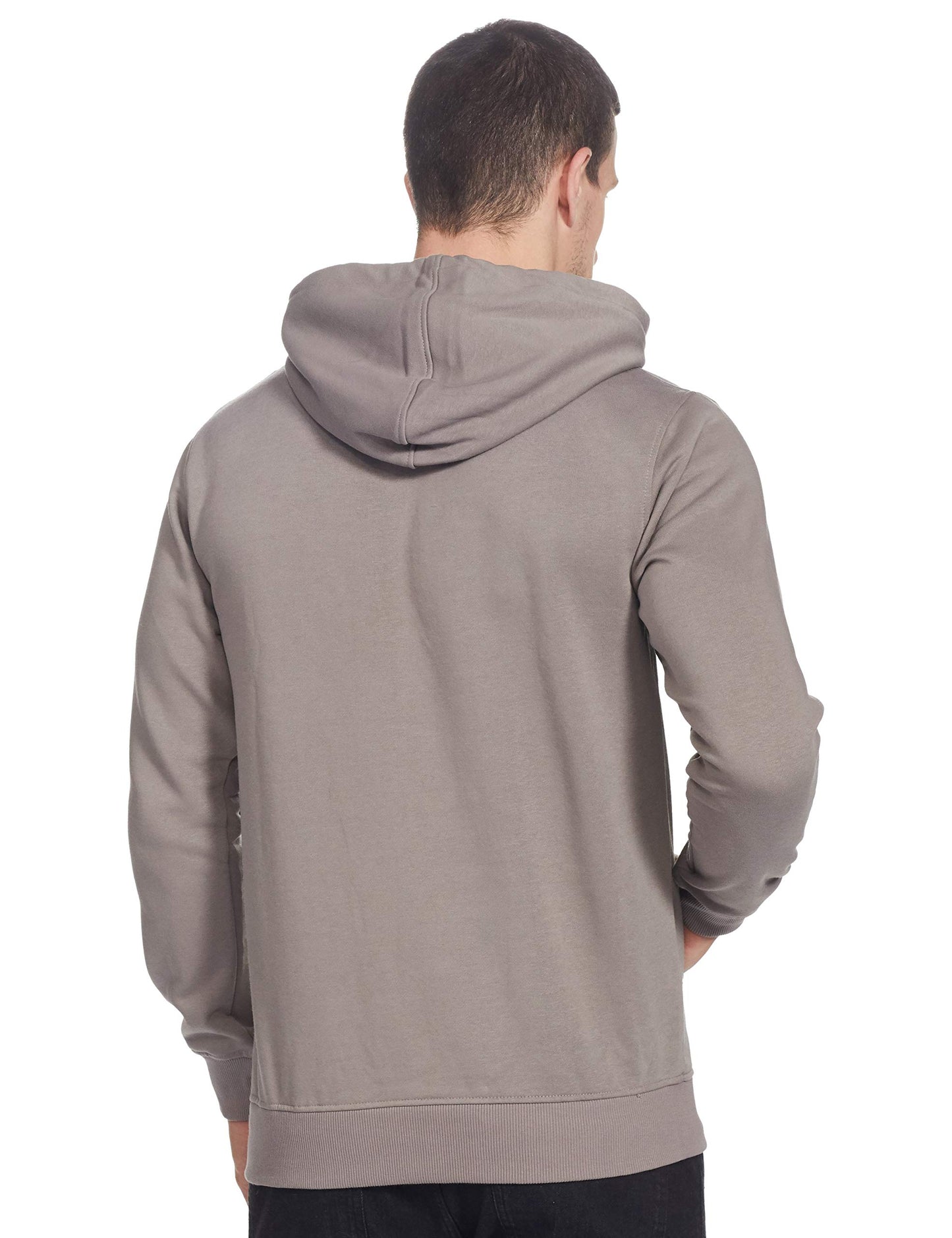 Qube By Fort Collins Men's Fleece Hooded Neck Sweatshirt(602Q_Steel Grey_L_Steel Grey_L)