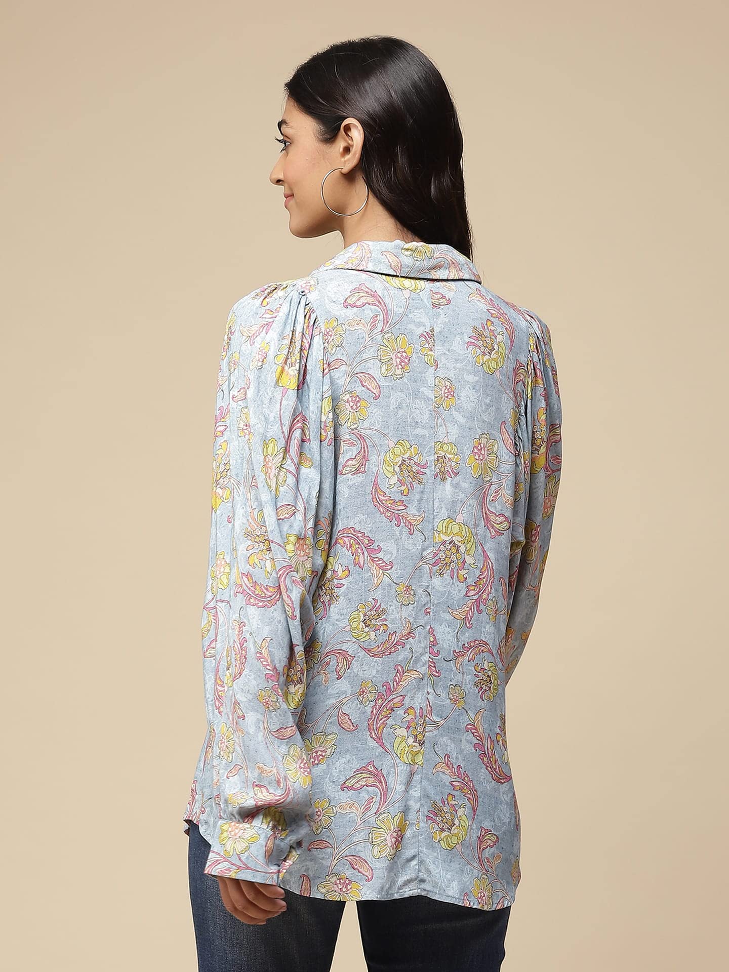 Aarke Ritu Kumar Blue Floral Print Shirt