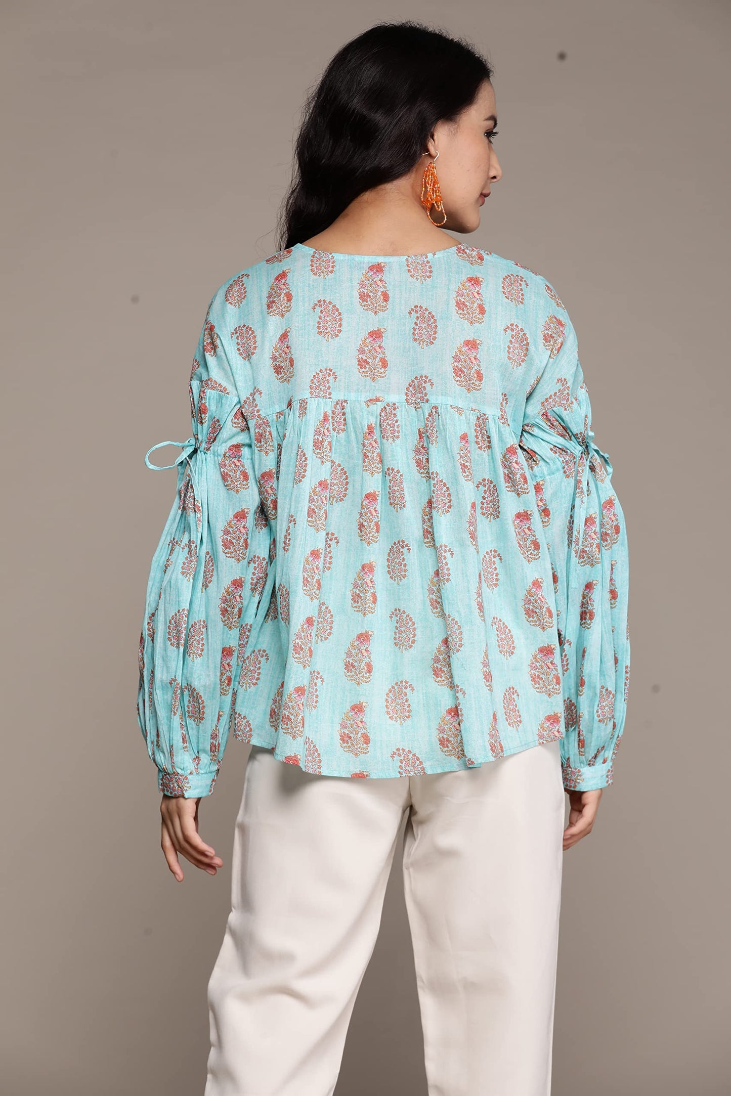 Aarke Ritu Kumar Turquoise Printed A-Line Top