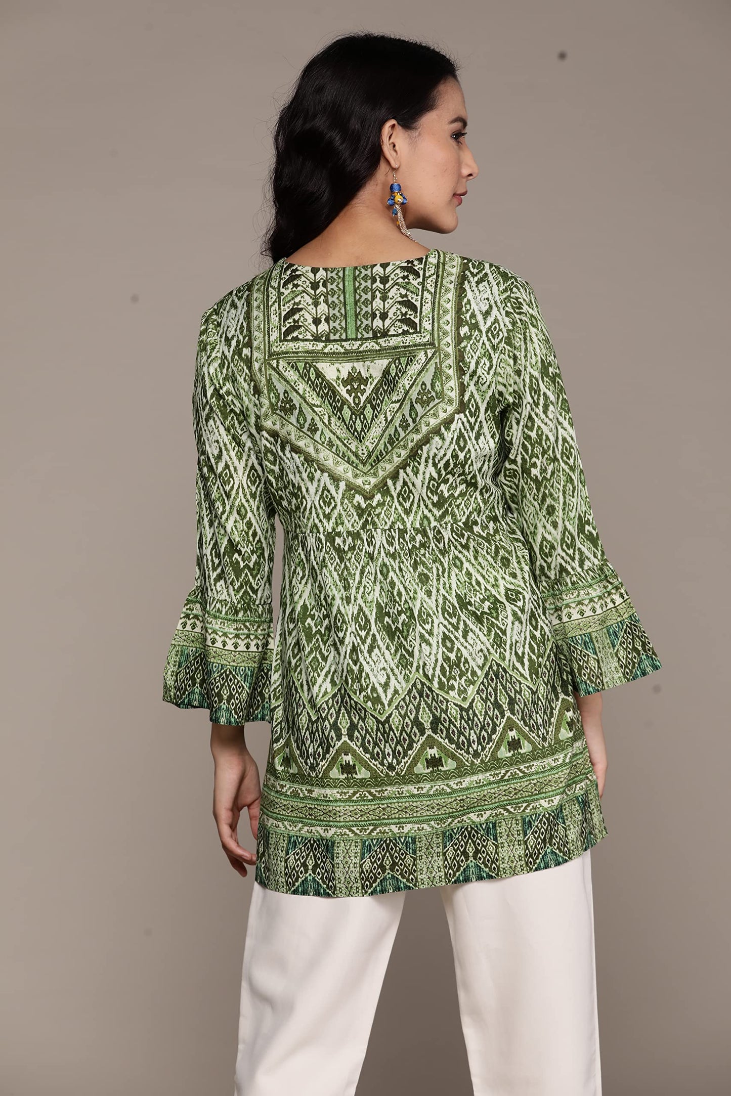 Aarke Ritu Kumar Green Printed Gathered Top