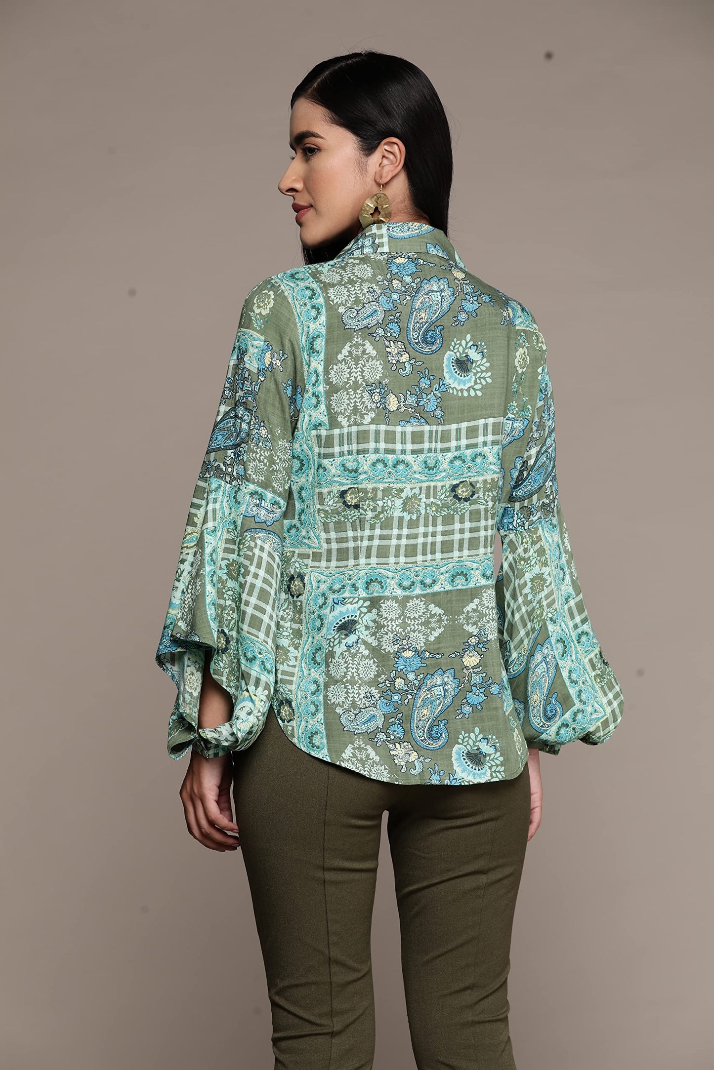 Aarke Ritu Kumar Green Printed Shirt