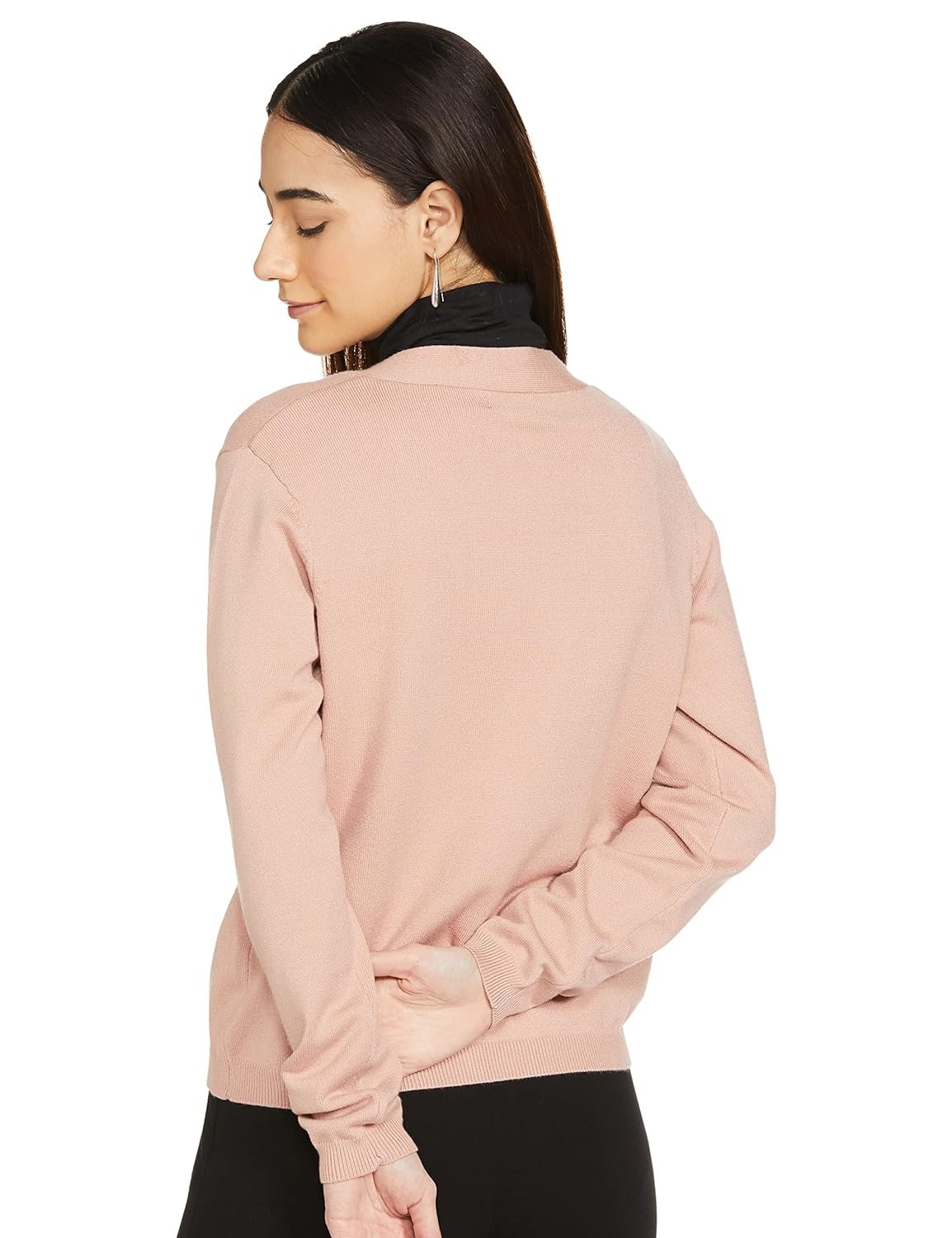 Max Women's Polyester Casual Cardigan Sweater (SFS2505_Blush_XS)