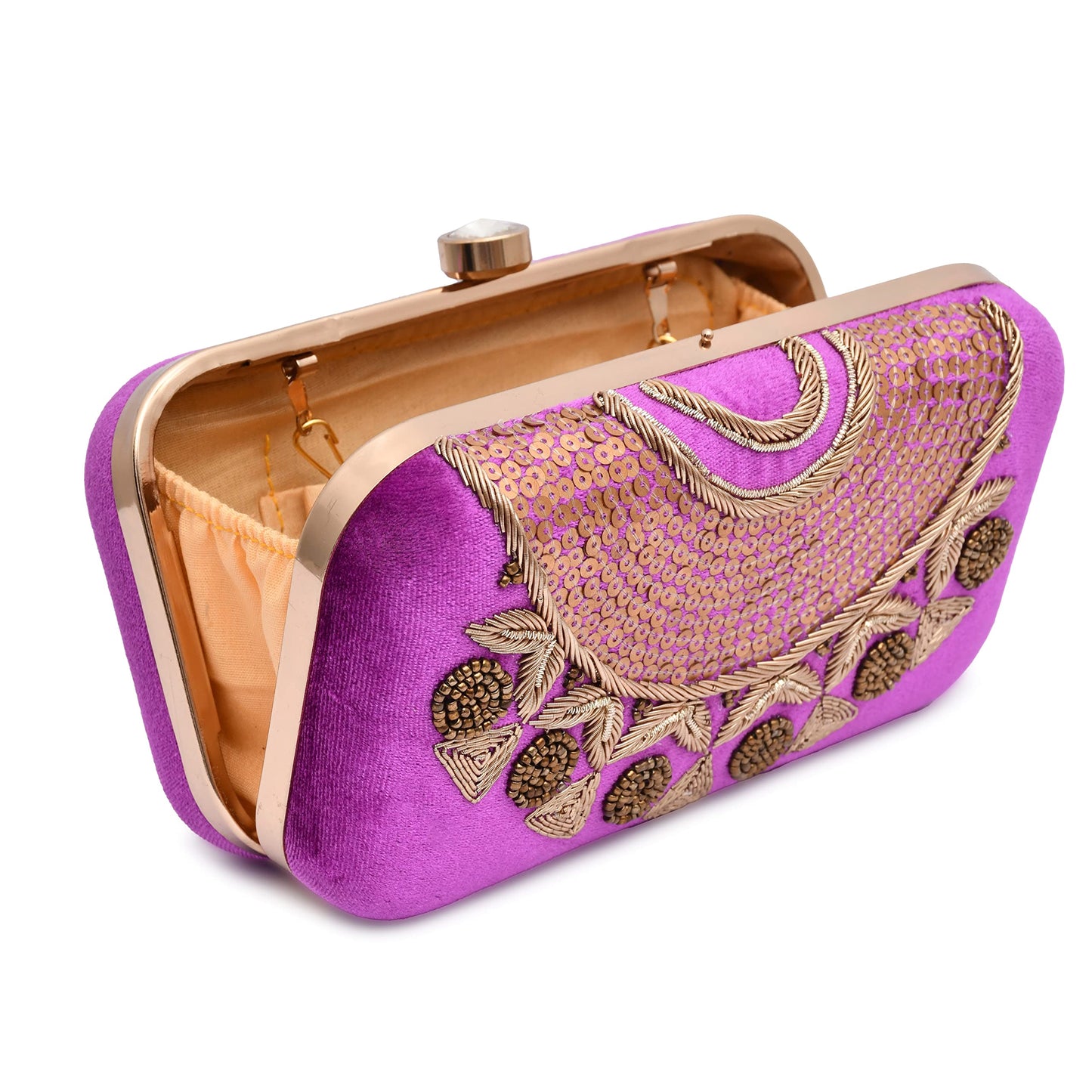 For The Beautiful You Neck Embroidered Women's Clutch (Purple)