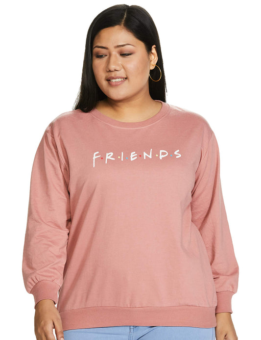 pluss Women Fleece Hooded and Crew Neck Sweatshirt(Pink)