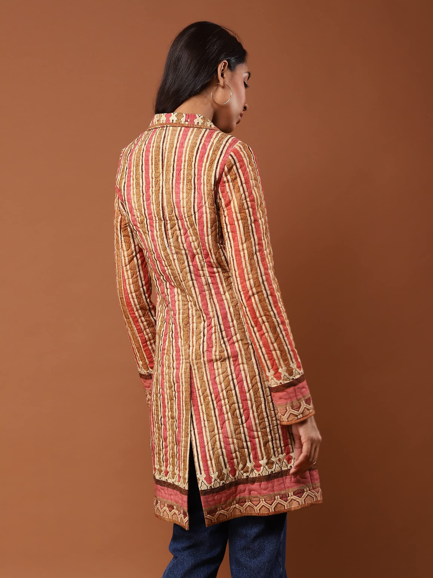 Aarke Ritu Kumar Brown Striped Trench Coat
