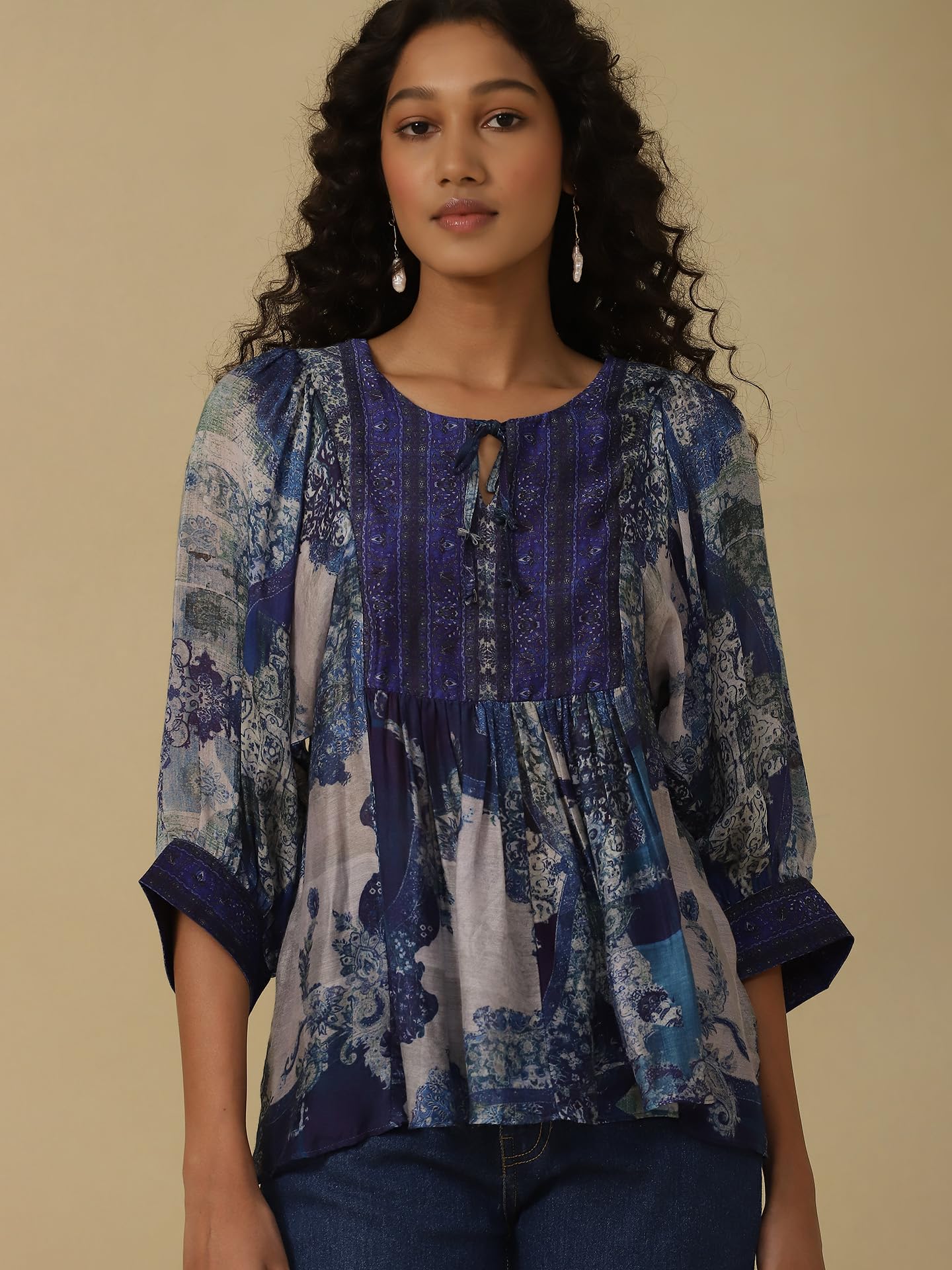 Aarke Ritu Kumar Blue Printed Top