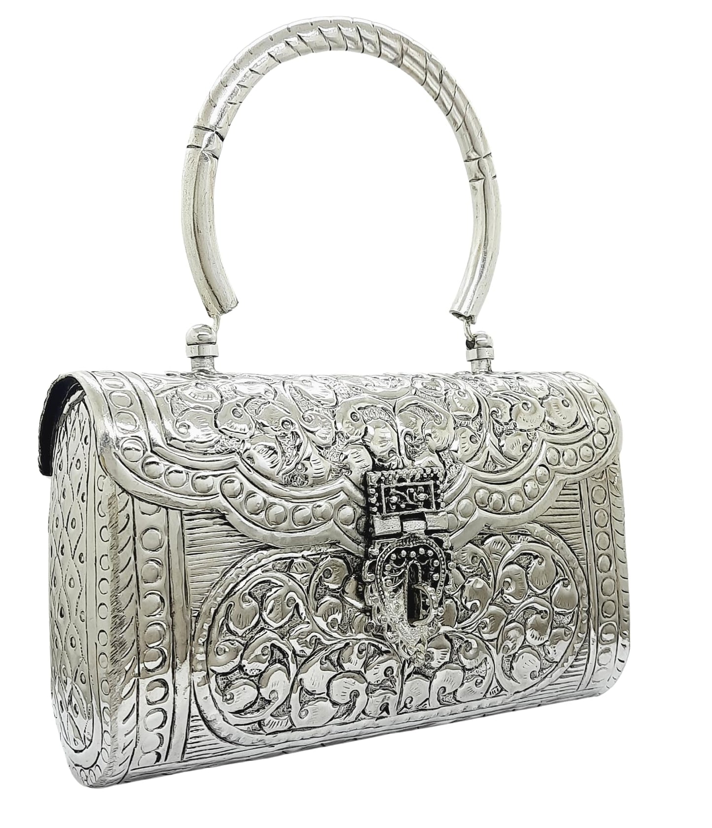 Trend Overseas Women's Silver Handle metal Clutch Hand Cluth (Bohemian)