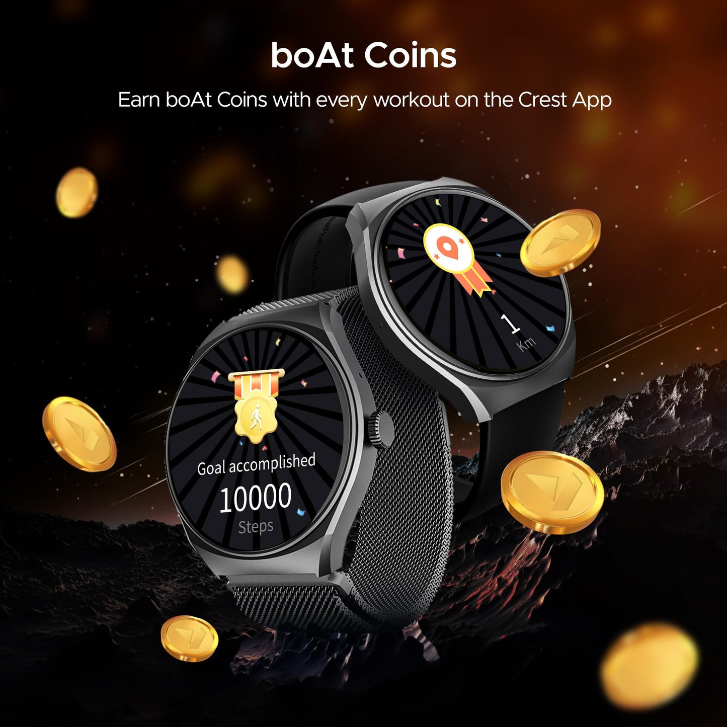 boAt Newly Lauched Lunar Comet Smart Watch with 1.39" HD Display, Advanced Bluetooth Calling, Functional Crown, Multiple Sports Mode,100 Watch Faces, Heart Rate & SPO2 Monitoring,IP67(Active Black)