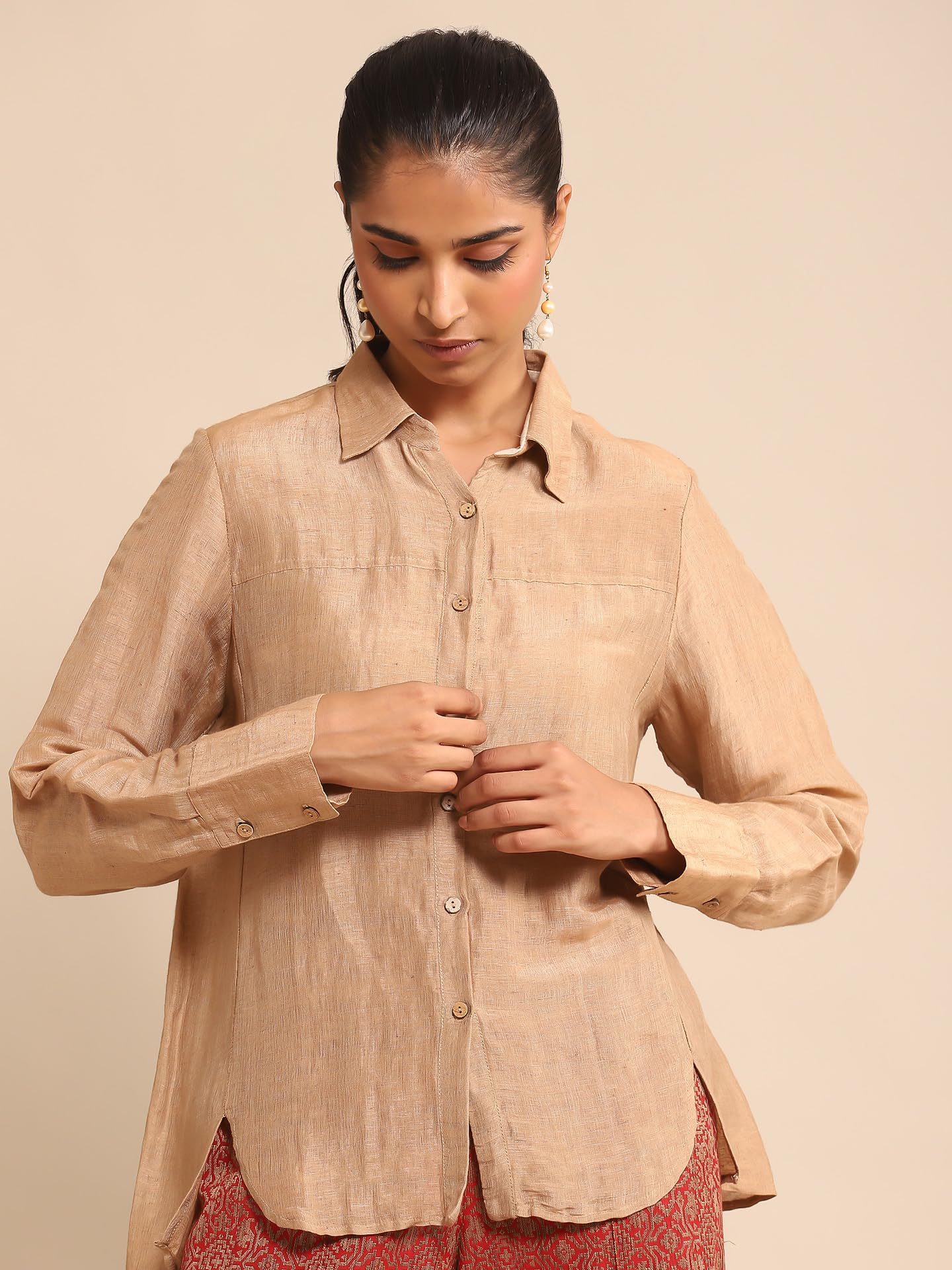 Ritu Kumar Beige Silk Shirt