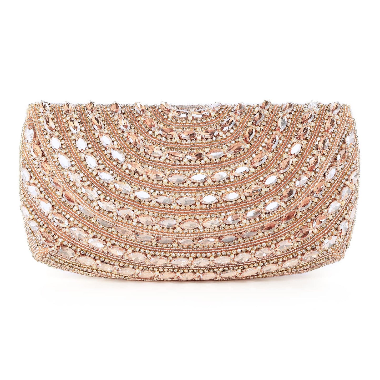 Peora Rose Gold Clutch Purses for Women Wedding Handmade Evening Handbags Party Bridal Clutch