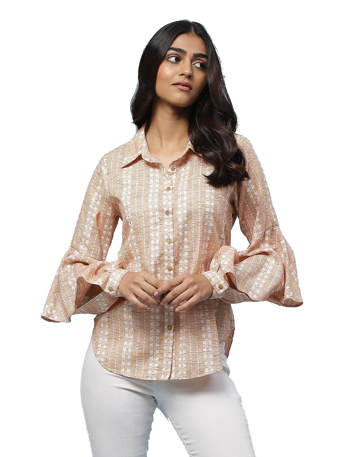 Aarke Ritu Kumar Peach Yarn Dyed Shirt