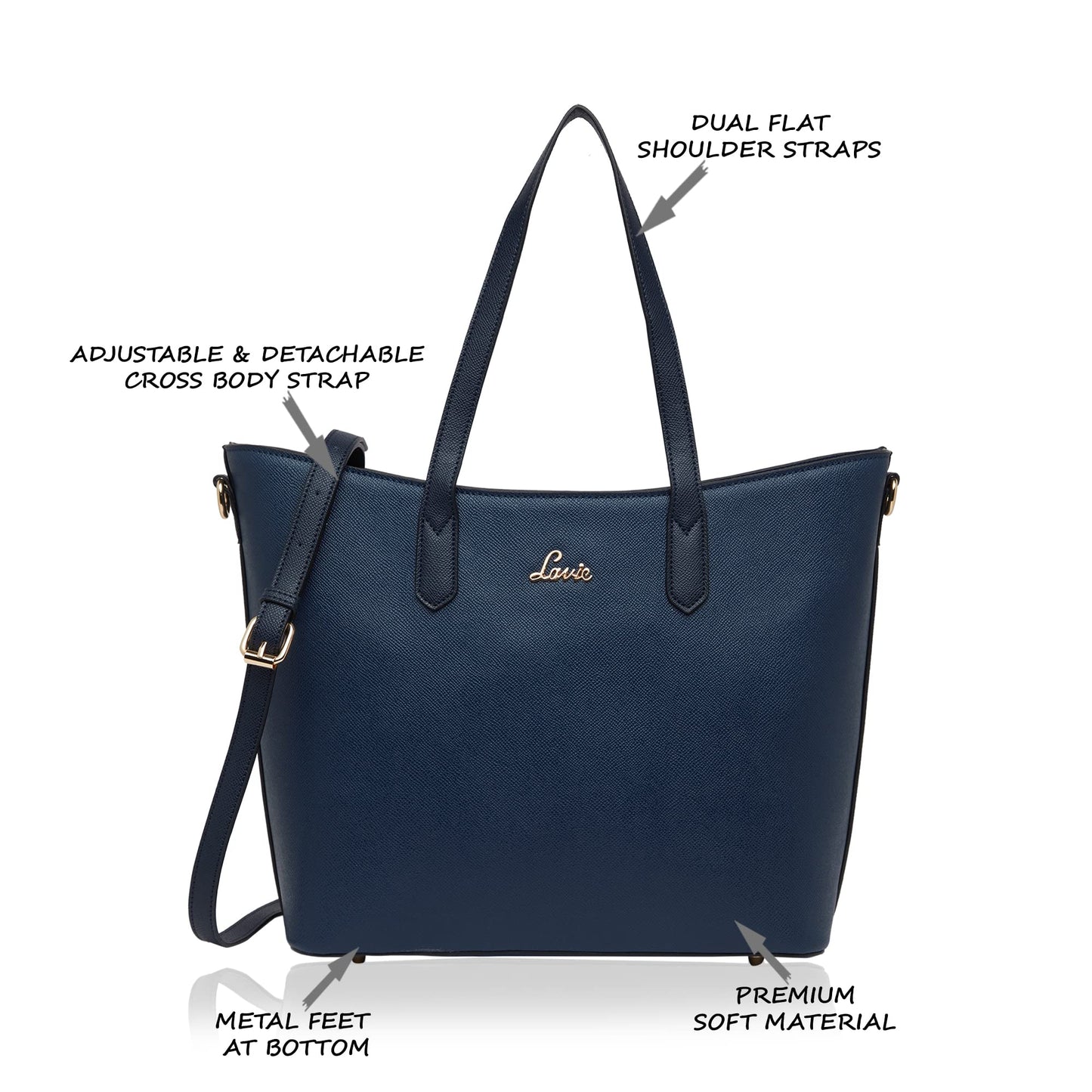 Lavie Women's Tonal Hailon Tote Bag Navy Ladies Purse Handbag