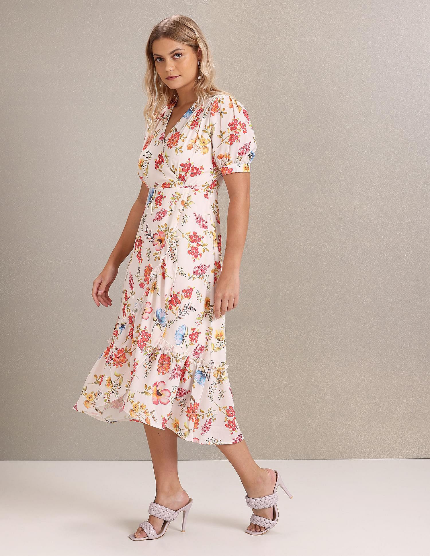 USPOLO Womens Women's Polyester WRAP Midi Casual Dress (White) USPOLO Womens Women's Polyester WRAP Midi Casual Dress (White)