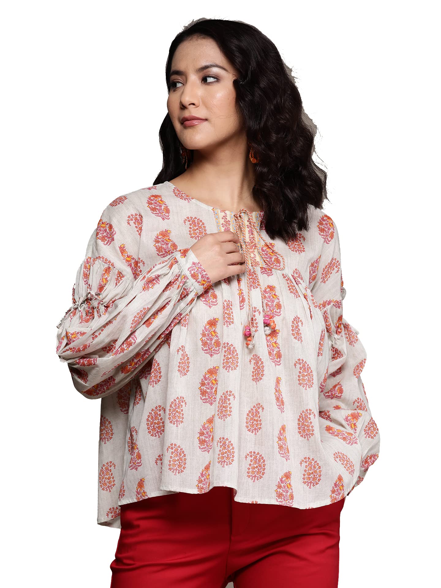 Aarke Ritu Kumar Grey Printed A-Line Top