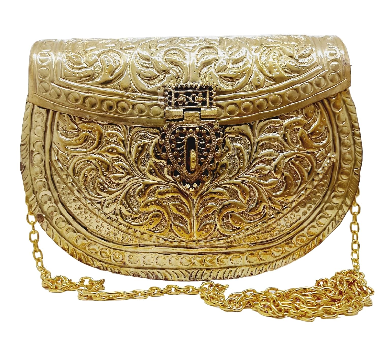 Buy Wholesale India Indian Handmade Metal Clutch Bag Vintage Hand Embossed  Gold And Silver Plated Brass Potli Sling Bag & Brass Potli Sling Bag  Wholesale at USD 8 | Global Sources