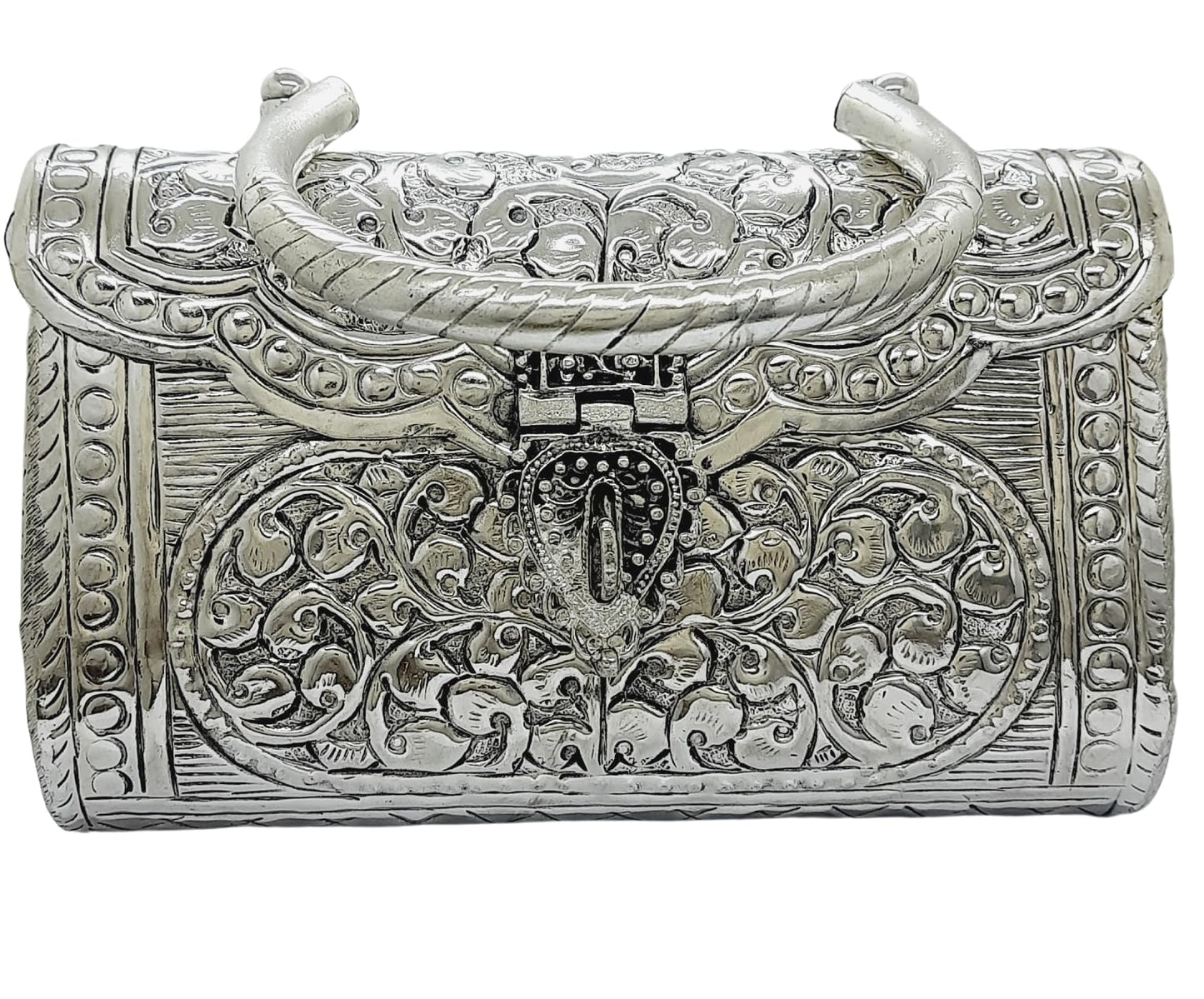 Trend Overseas Women's Silver Handle metal Clutch Hand Cluth (Bohemian)